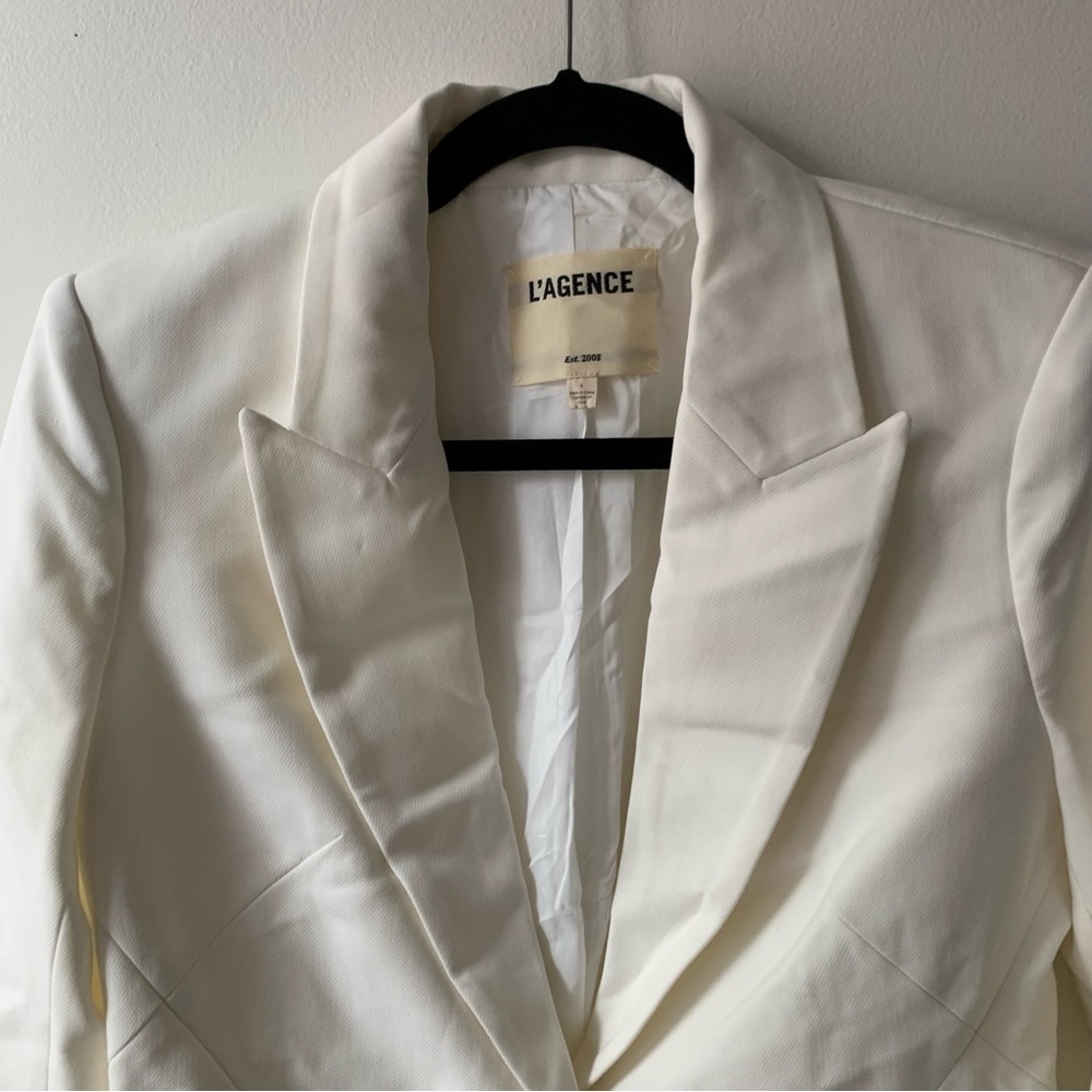 L'AGENCE Jennah Cropped Blazer in Ivory Sz 4 - Picture 8 of 13